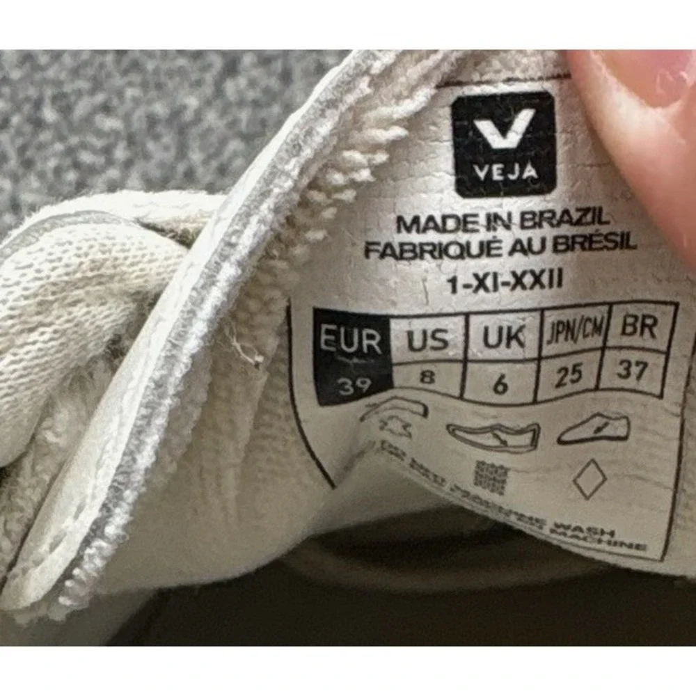 Veja Esplar Leather Sneakers White Rose Gold V Logo Women's US 8 EU 39 Shoes